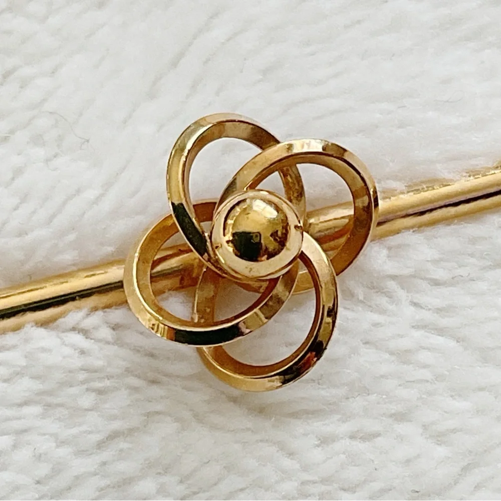 Vintage Van Dell 12K Gold Filled Bar Brooch Knot Mid Century